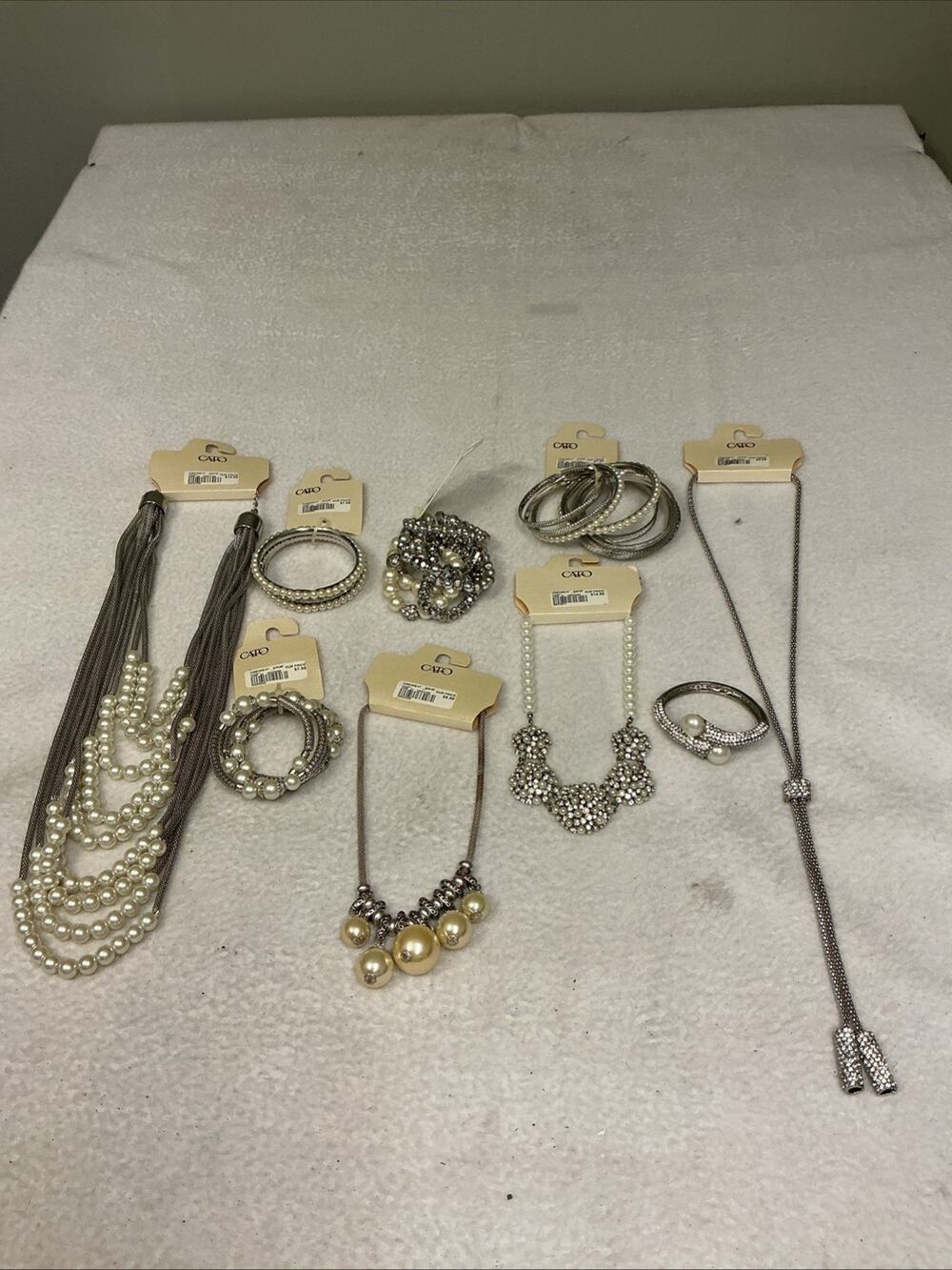 Silver, Pearls And Clear Stone Jewelry Lot 9 Pieces NWT 3707